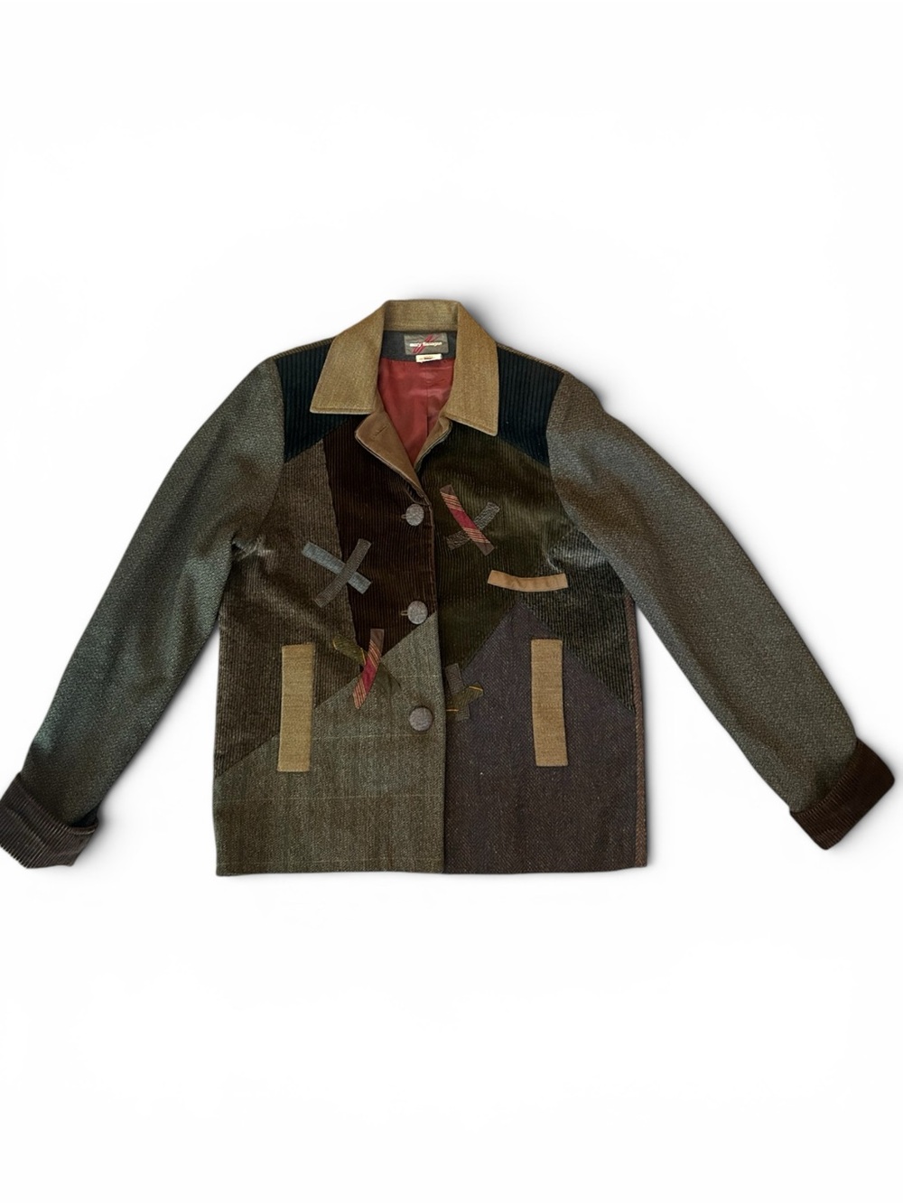 Mary Flanagan Vintage Tweed Jacket with PatchWork  Wearable Art M